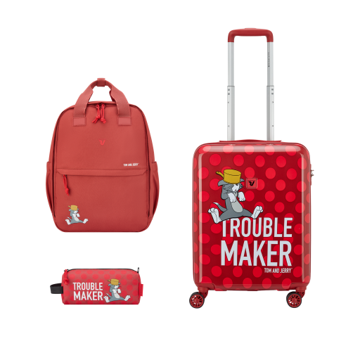 Kombinace detsky kufr a batoh do letadla Tom a Jerry